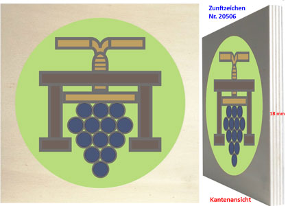 Weinbauerzeichen auf Holz gedruckt